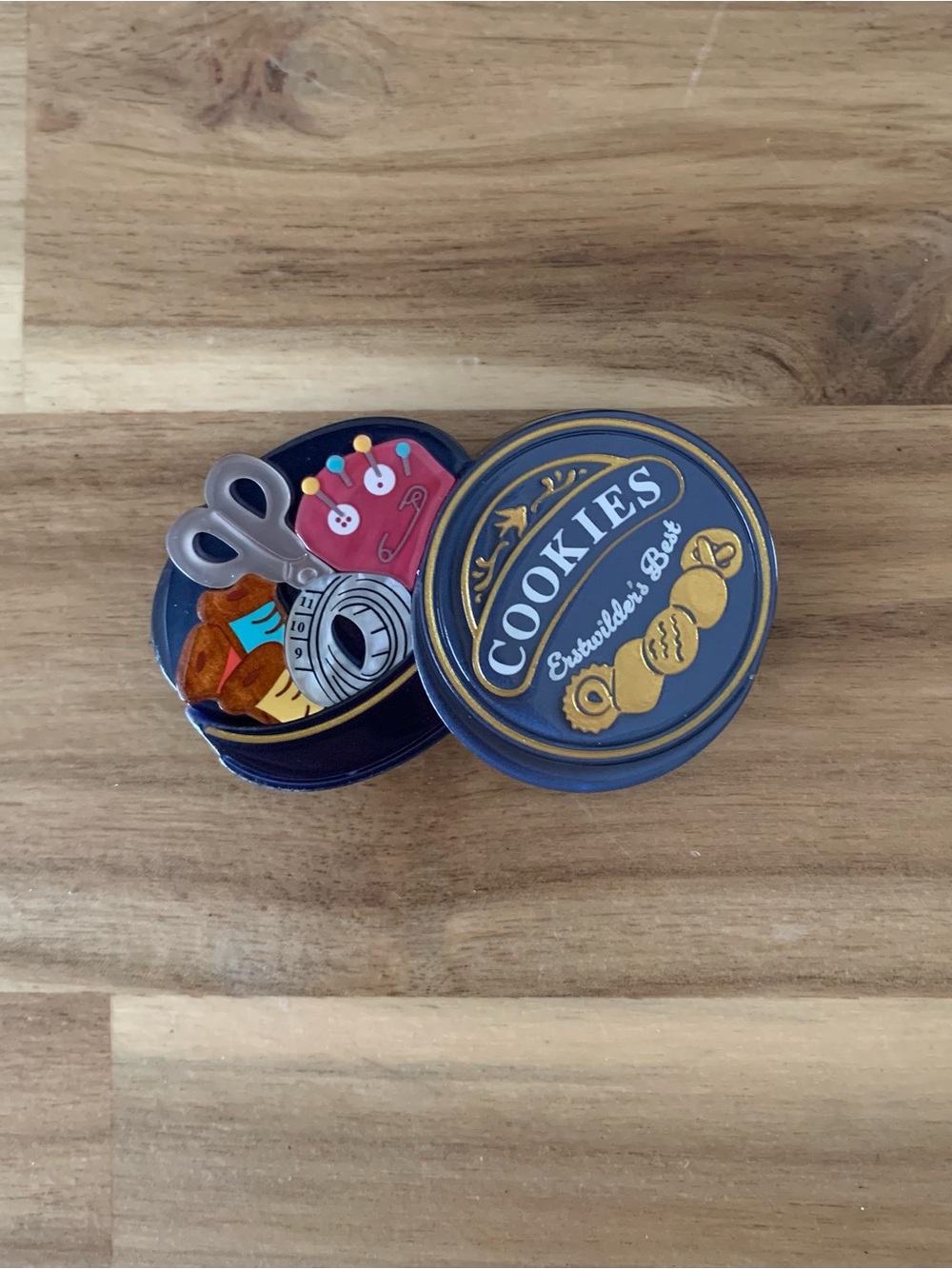 Erstwilder Cookie Tin Secrets Brooch NWOT